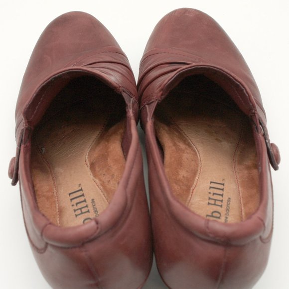 Cobb Hill by New Balance Shoes Size 8.5 W Burgundy Ruched Leather Button Shootie - Picture 4 of 10